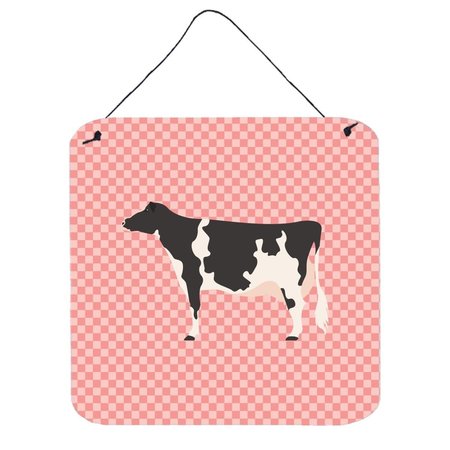 MICASA Holstein Cow Pink Check Wall or Door Hanging Prints6 x 6 in. MI231314